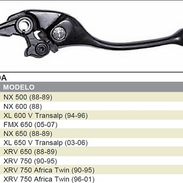 Leva NON originale ma molto simile, compatibile con le seguenti moto Honda TRANSALP 600 (19941996), FMX 650, TRANSALP 650 (20032006), AFRICA TWIN 650 (19881989), AFRICA TWIN 750 (19902001), DOMINATOR 600 (1988)